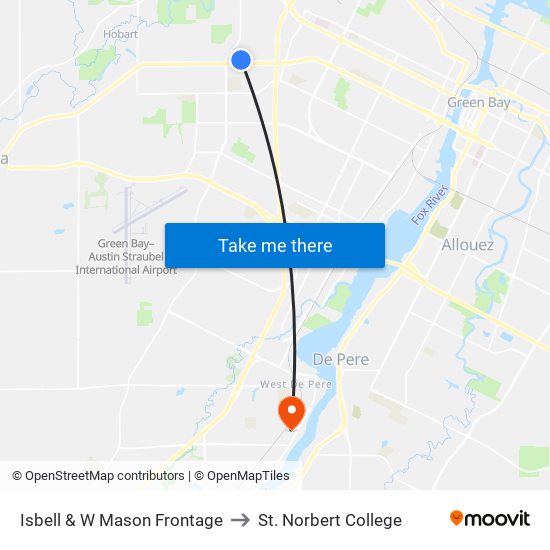 Isbell & W Mason Frontage to St. Norbert College map