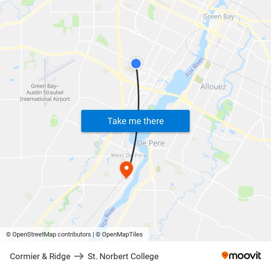 Cormier & Ridge to St. Norbert College map