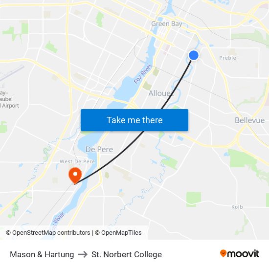 Mason & Hartung to St. Norbert College map