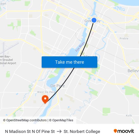 N Madison St N Of Pine St to St. Norbert College map