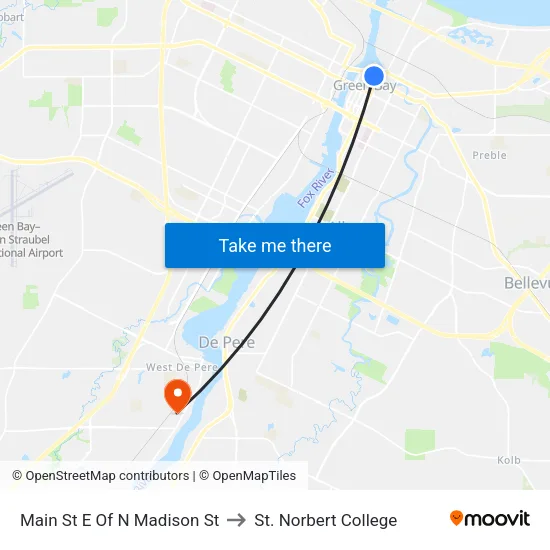 Main St E Of N Madison St to St. Norbert College map
