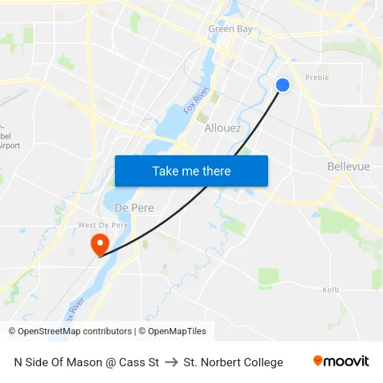N Side Of Mason @ Cass St to St. Norbert College map