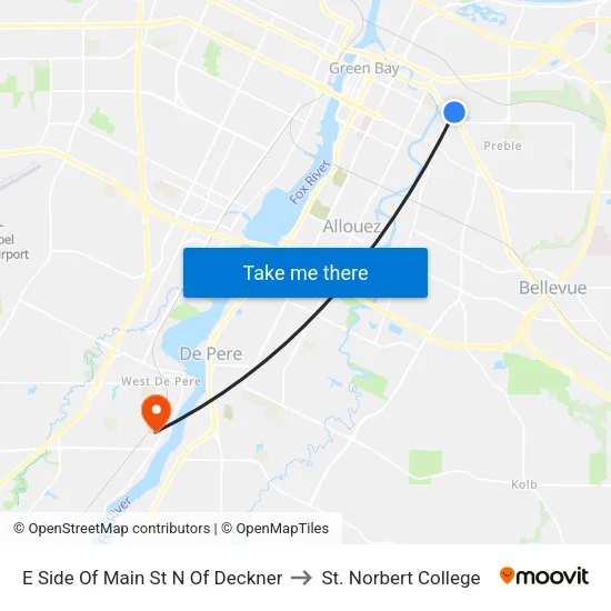 E Side Of Main St N Of Deckner to St. Norbert College map