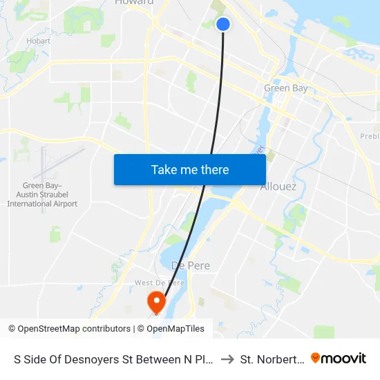 S Side Of Desnoyers St Between N Platten St & N Locust St to St. Norbert College map