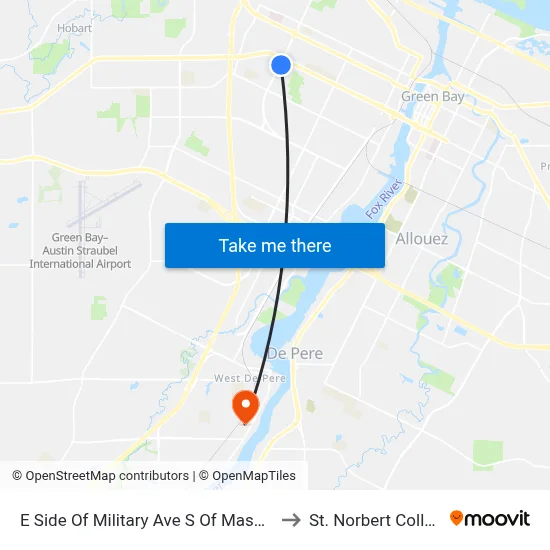E Side Of Military Ave S Of Mason St to St. Norbert College map