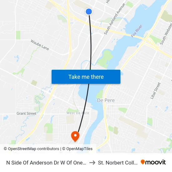 N Side Of Anderson Dr W Of Oneida St to St. Norbert College map