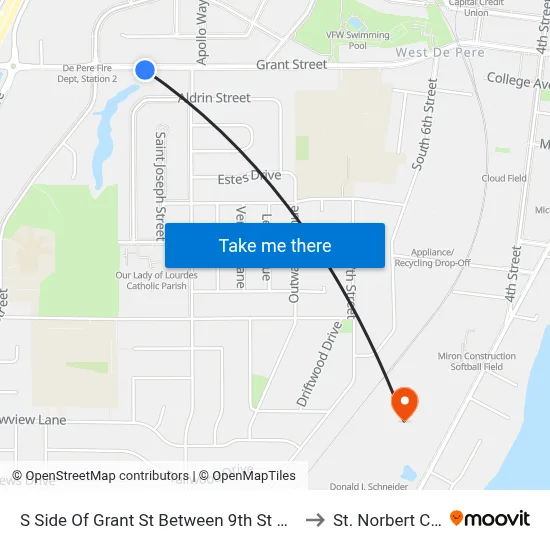 S Side Of Grant St Between 9th St & Suburban Dr to St. Norbert College map