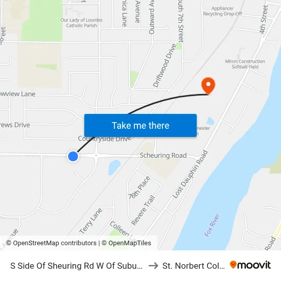 S Side Of Sheuring Rd W Of Suburban Dr to St. Norbert College map