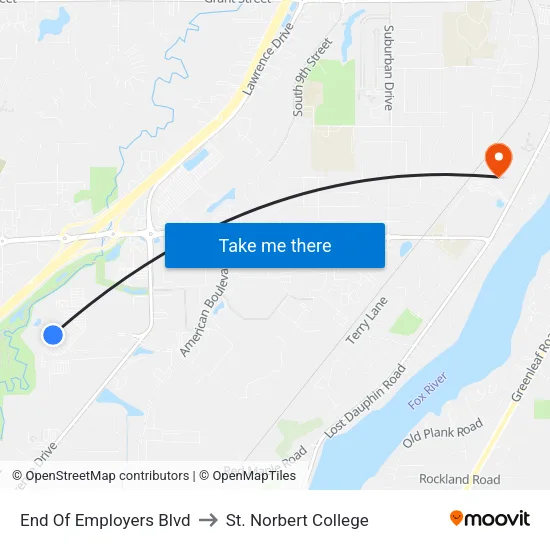End Of Employers Blvd to St. Norbert College map