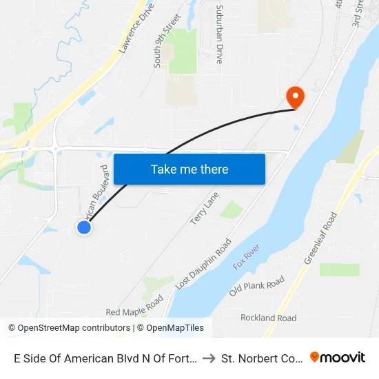 E Side Of American Blvd N Of Fortune Ave to St. Norbert College map