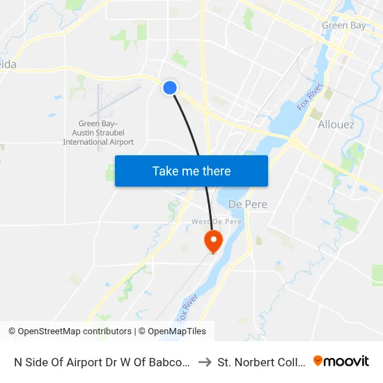 N Side Of Airport Dr W Of Babcock Rd to St. Norbert College map
