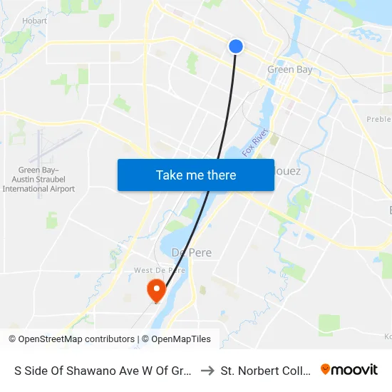 S Side Of Shawano Ave W Of Gray St to St. Norbert College map
