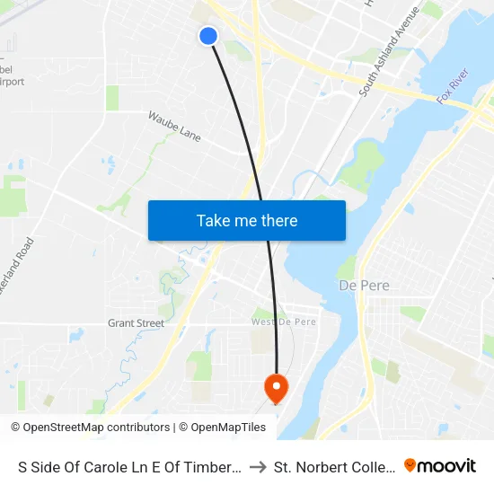 S Side Of Carole Ln E Of Timber Ln to St. Norbert College map