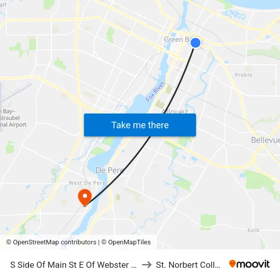 S Side Of Main St E Of Webster Ave to St. Norbert College map