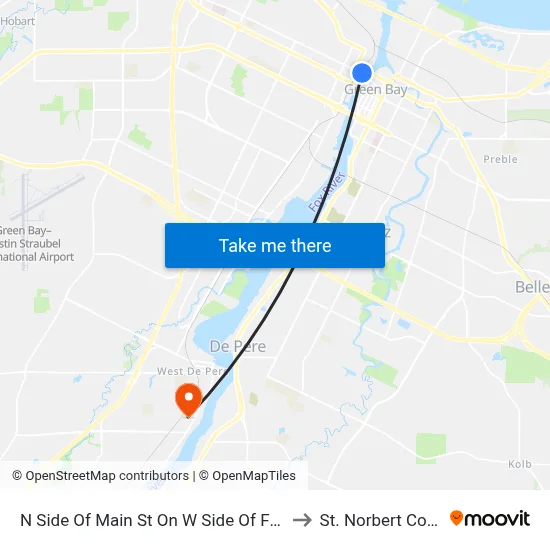 N Side Of Main St On W Side Of Fox River to St. Norbert College map