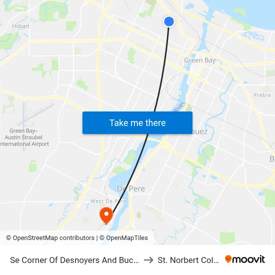 Se Corner Of Desnoyers And Buchanon to St. Norbert College map