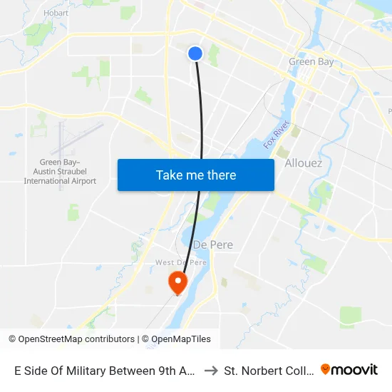 E Side Of Military Between 9th And 7th to St. Norbert College map