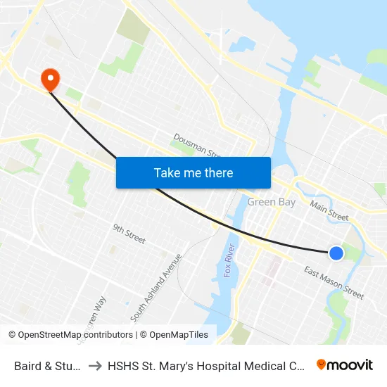 Baird & Stuart to HSHS St. Mary's Hospital Medical Center map