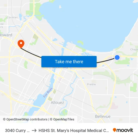 3040 Curry Ln to HSHS St. Mary's Hospital Medical Center map