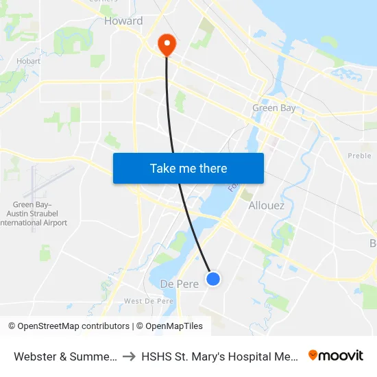 Webster & Summer Range to HSHS St. Mary's Hospital Medical Center map