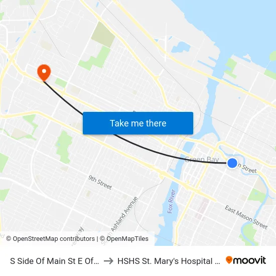 S Side Of Main St E Of Webster Ave to HSHS St. Mary's Hospital Medical Center map