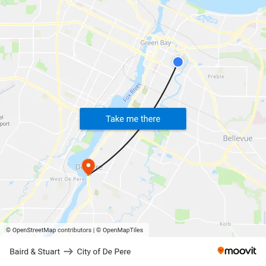 Baird & Stuart to City of De Pere map