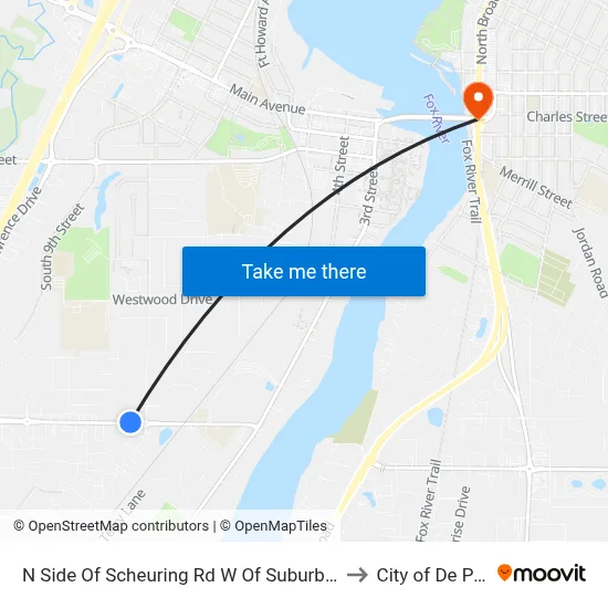 N Side Of Scheuring Rd W Of Suburban Dr to City of De Pere map