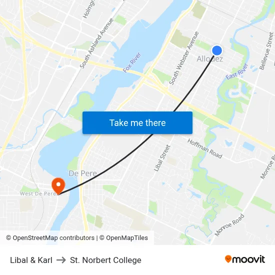 Libal & Karl to St. Norbert College map