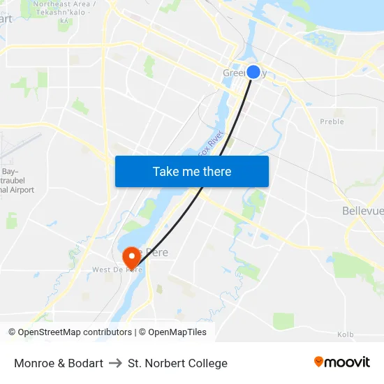 Monroe & Bodart to St. Norbert College map