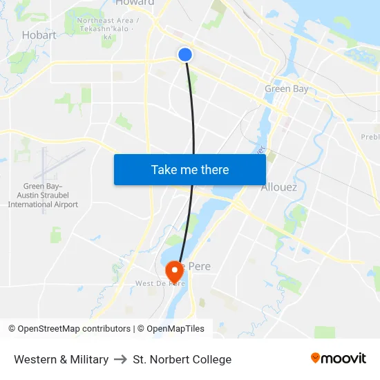 Western & Military to St. Norbert College map