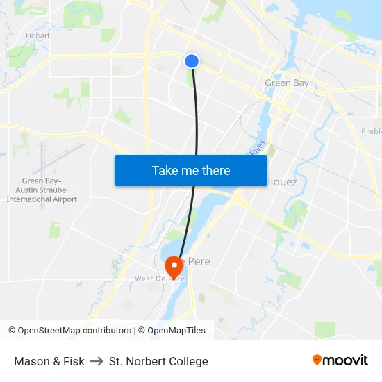 Mason & Fisk to St. Norbert College map