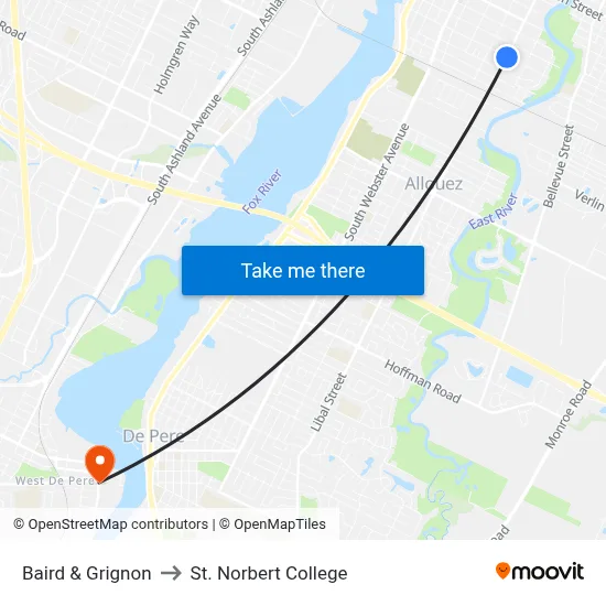 Baird & Grignon to St. Norbert College map