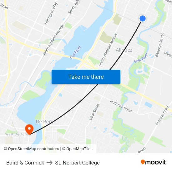 Baird & Cormick to St. Norbert College map