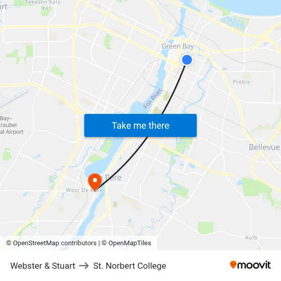 Webster & Stuart to St. Norbert College map