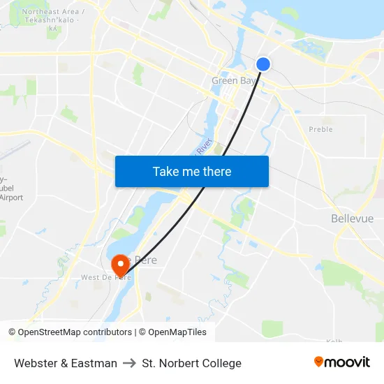 Webster & Eastman to St. Norbert College map