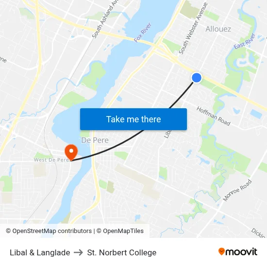 Libal & Langlade to St. Norbert College map