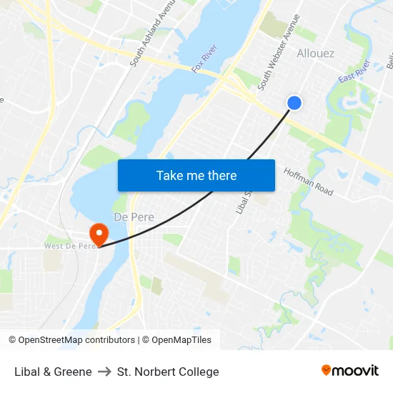 Libal & Greene to St. Norbert College map