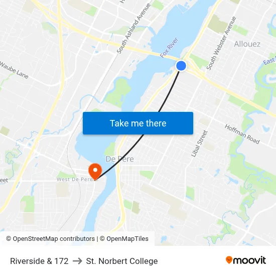 Riverside & 172 to St. Norbert College map