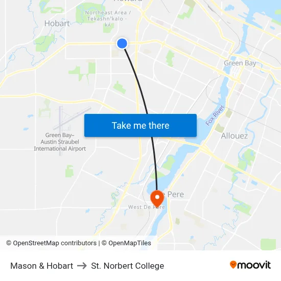 Mason & Hobart to St. Norbert College map