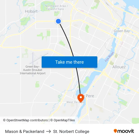 Mason & Packerland to St. Norbert College map