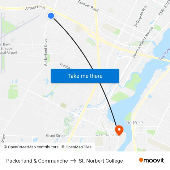 Packerland & Commanche to St. Norbert College map