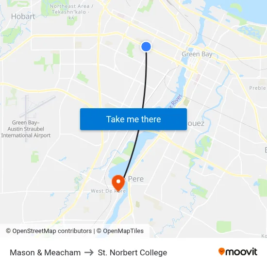 Mason & Meacham to St. Norbert College map
