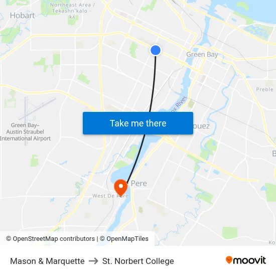 Mason & Marquette to St. Norbert College map
