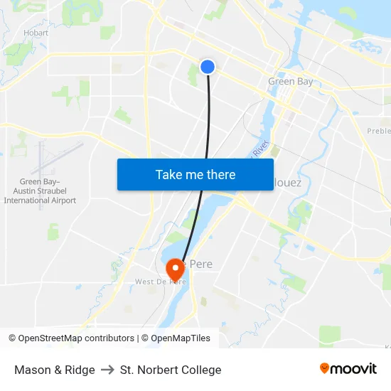 Mason & Ridge to St. Norbert College map