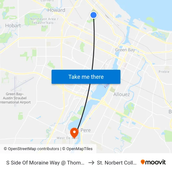 S Side Of Moraine Way @ Thomas St to St. Norbert College map