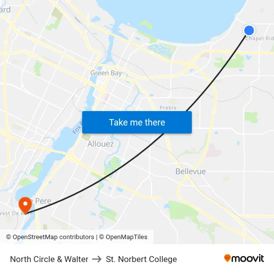 North Circle & Walter to St. Norbert College map