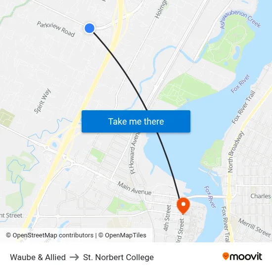 Waube & Allied to St. Norbert College map