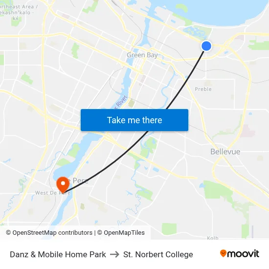 Danz & Mobile Home Park to St. Norbert College map