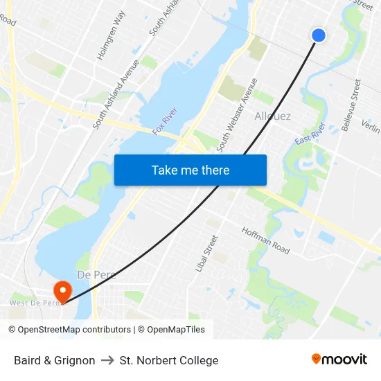 Baird & Grignon to St. Norbert College map