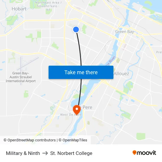 Military & Ninth to St. Norbert College map
